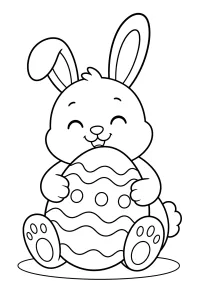 Conejito con huevo de Pascua dibujo para colorear PDF gratis