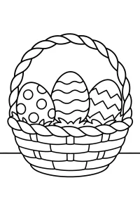 Cestino di Pasqua con tre uova decorate disegno da colorare PDF gratis
