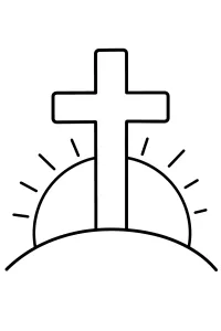 Croix devant le soleil levant dessin à colorier PDF gratuit