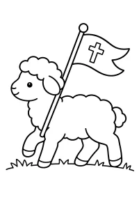 Agnello pasquale con bandiera e croce disegno da colorare PDF gratis