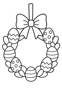 Couronne de Pâques avec œufs et nœud dessin à colorier PDF gratuit