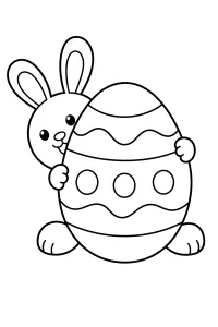 Conejito detrás de un huevo de Pascua dibujo para colorear PDF gratis