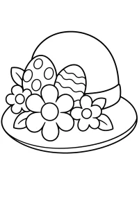 Cappellino pasquale con uova e fiori disegno da colorare PDF gratis