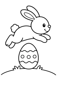 Conejito de Pascua saltando sobre un huevo dibujo para colorear PDF gratis