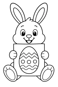 Coniglietto con biglietto e uovo di Pasqua disegno da colorare PDF gratis