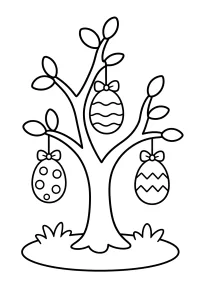 Albero di Pasqua con uova decorate disegno da colorare PDF gratis