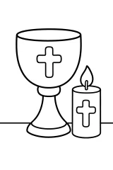 Calice e candela di Pasqua disegno da colorare PDF gratis