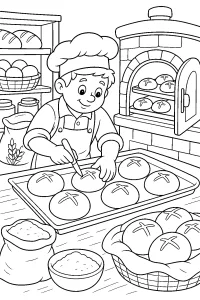 Fornaio con panini pasquali disegno da colorare PDF gratis