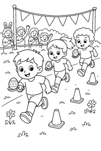 Corsa di Pasqua con uovo e cucchiaio disegno da colorare PDF gratis