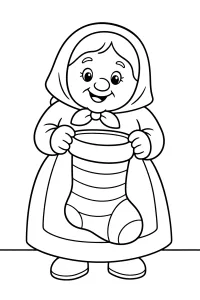 La Befana con una calza a righe disegno da colorare PDF gratis