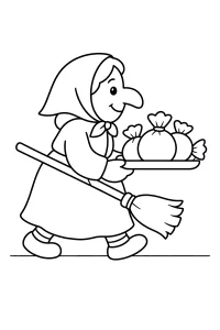 Befana con vassoio di dolci disegno da colorare PDF gratis