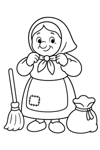 Befana amarra o lenço desenho para colorir PDF grátis