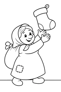 Befana apanha uma meia desenho para colorir PDF grátis