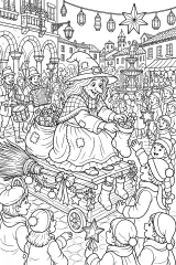 La Befana alla festa in piazza disegno da colorare PDF gratis