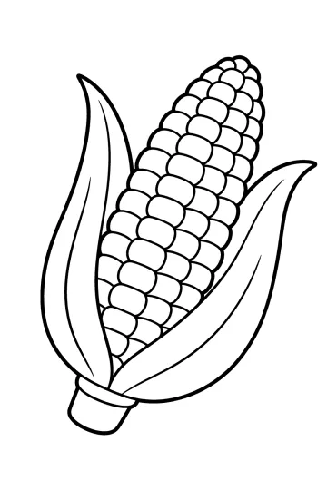 Coloriage d'un épi de maïs avec des grains et des feuilles ouvertes