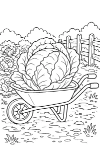 Chou dans une brouette à colorier dessin à colorier PDF gratuit