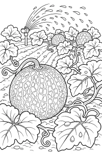 Melone retato nel campo da colorare disegno da colorare PDF gratis