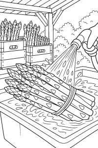 Asparagi da lavare nella vasca disegno da colorare PDF gratis