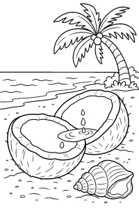 Cocco aperto sulla spiaggia disegno da colorare PDF gratis