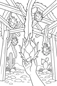 Drachenfrucht am Spalier zum Ausmalen malvorlage kostenlos PDF