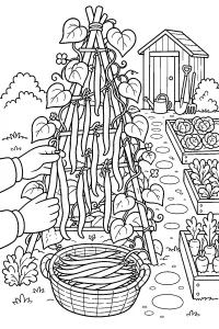 Fagiolini sul traliccio da colorare disegno da colorare PDF gratis
