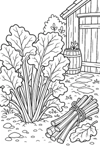 Rabarbaro accanto al capanno disegno da colorare PDF gratis