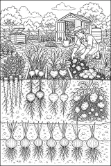 Orto di radici in sezione disegno da colorare PDF gratis