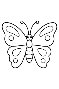 Farfalla sorridente con ali aperte disegno da colorare PDF gratis