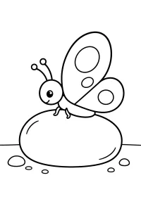 Farfalla su un grande ciottolo disegno da colorare PDF gratis