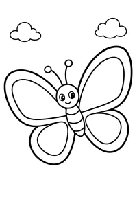 Farfalla sorridente con grandi ali da colorare disegno da colorare PDF gratis