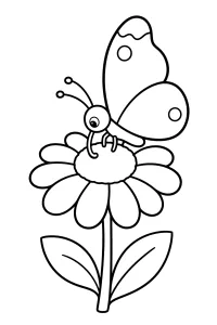 Butterfly on a Flower coloring page free PDF