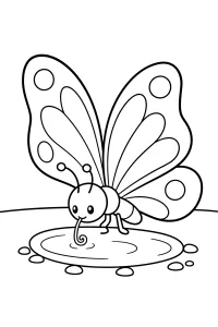Farfalla vicino alla pozza disegno da colorare PDF gratis
