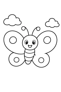 Farfalla sorridente tra due nuvole disegno da colorare PDF gratis