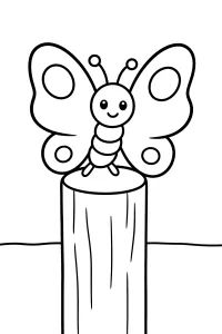 Farfalla sorridente sul palo disegno da colorare PDF gratis