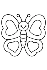 Farfalla con ali a cuore disegno da colorare PDF gratis