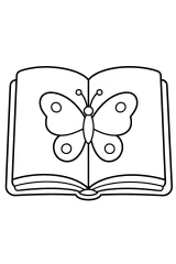 Farfalla su un libro aperto disegno da colorare PDF gratis