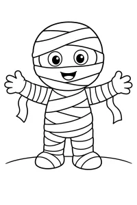 Glimlachende mummie met open armen kleurplaat gratis PDF