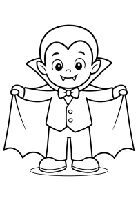 Vampire avec cape ouverte dessin à colorier PDF gratuit