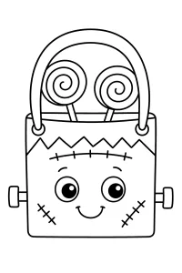 Frankenstein-snoepzak met lolly's kleurplaat gratis PDF