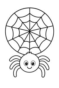 Araignée souriante et toile d’Halloween dessin à colorier PDF gratuit