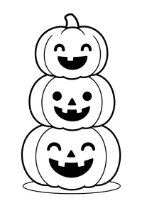 Drie lachende Halloweenpompoenen kleurplaat gratis PDF
