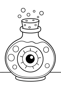 Bottiglia di pozione di Halloween con occhio disegno da colorare PDF gratis