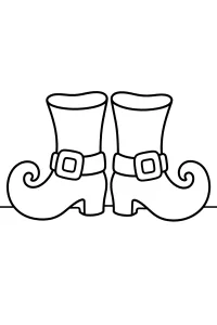 Bottes de sorcière aux pointes recourbées dessin à colorier PDF gratuit
