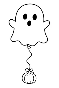 Ballon fantôme avec citrouille dessin à colorier PDF gratuit