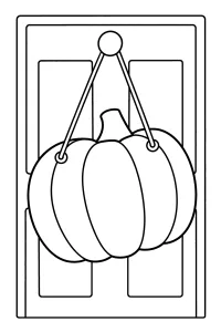 Abóbora de Halloween pendurada na porta desenho para colorir PDF grátis