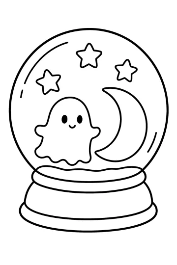 Sfera di neve di Halloween con fantasma e luna