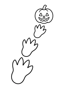 Impronte di mostro e zucca di Halloween disegno da colorare PDF gratis