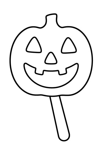 Masque citrouille souriant avec des yeux triangulaires, une bouche découpée et un long manche