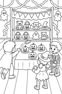 Halloween ringwerpen met pompoenen kleurplaat gratis PDF
