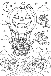 Halloween pompoenluchtballon kleurplaat gratis PDF